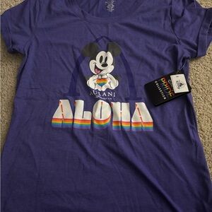 Disney Purple Mickey Rainbow Aloha Graphic Tee